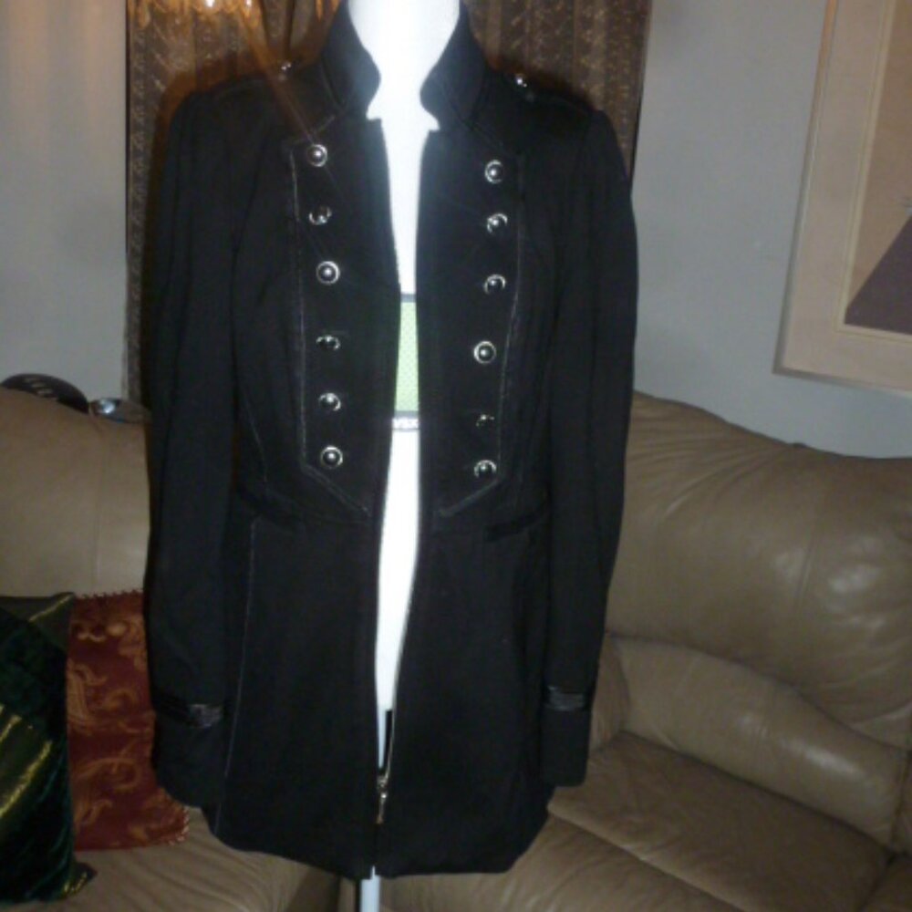 White House Black Market Vintage Black Fitted Zipper Blazer w/Buttons  Sz S